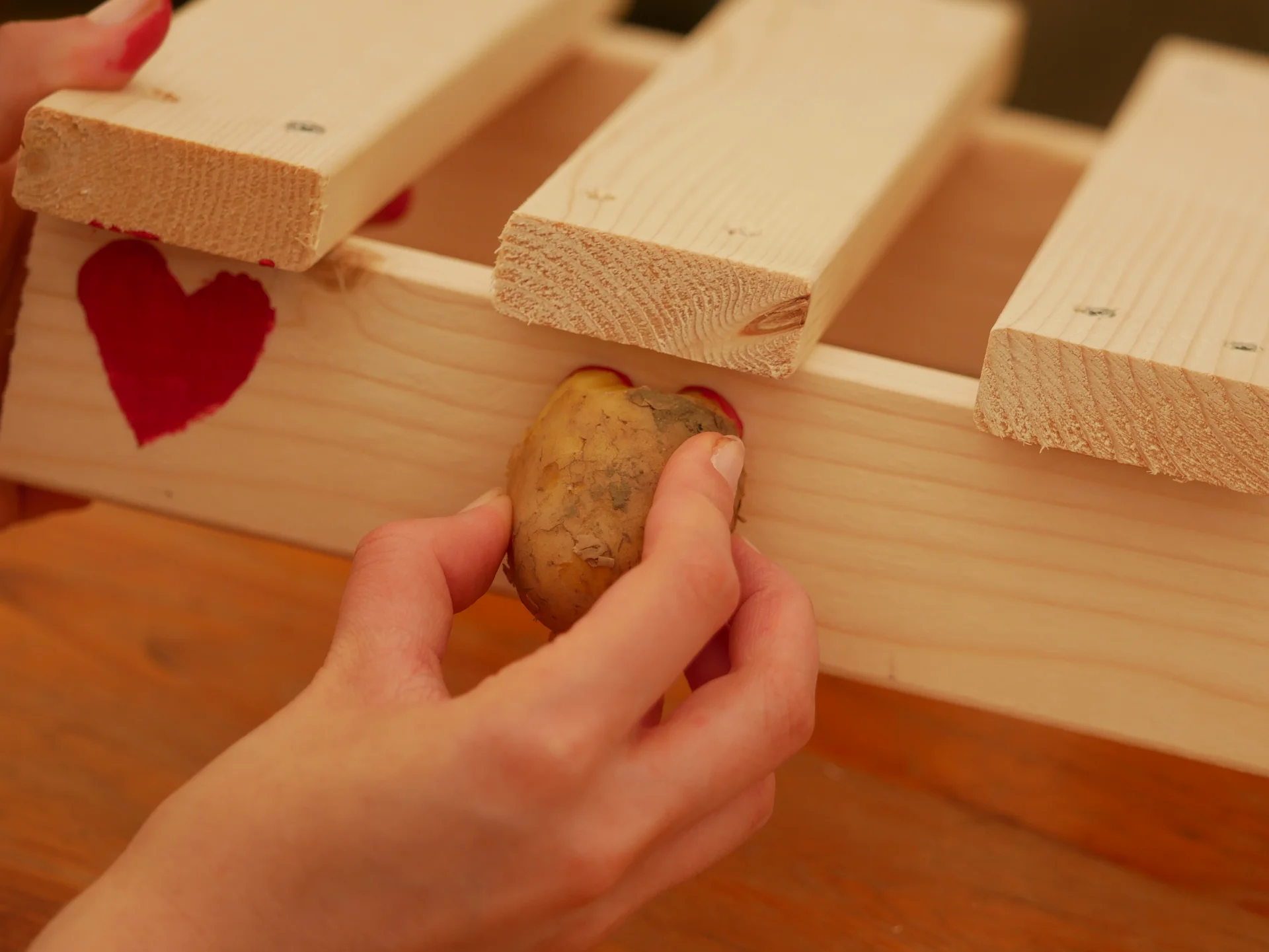 Schwedenstühle werden mit Kartoffelstempeln verziert. | © JDAV NRW